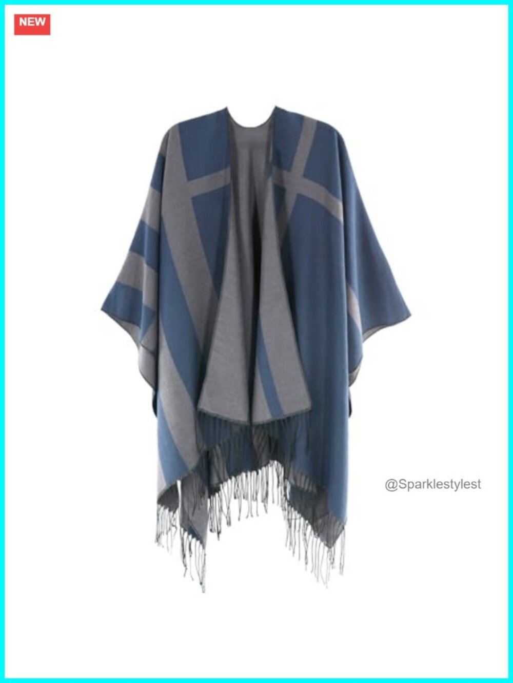 Reversible Poncho Shawl Wrap Women Soft Acrylic Travel Cape Tassel Fringe
